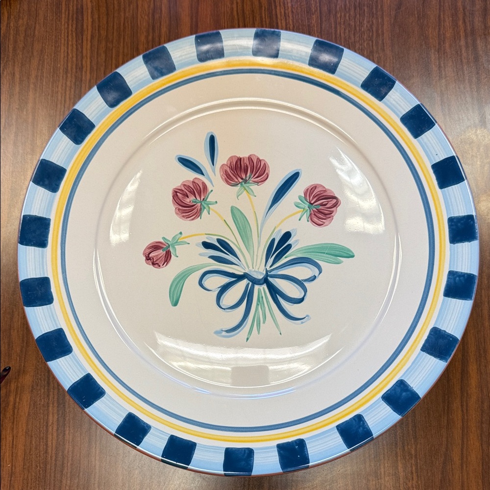 Lenox Floral Dinner Plate with Blue and Yellow Trim